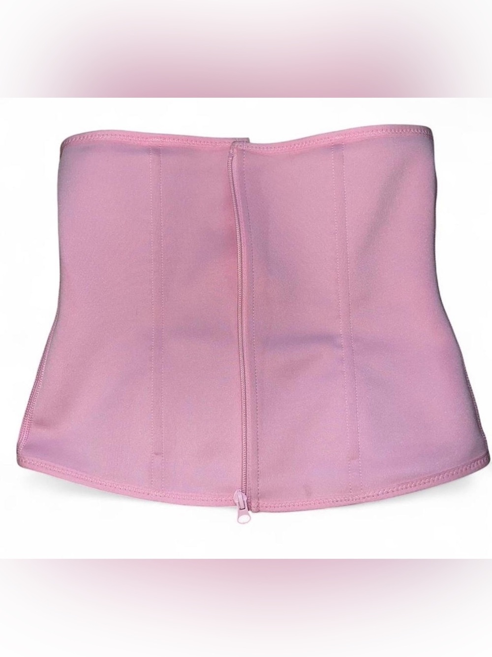 Pink Strapless Waist Cincher with Front Zipper